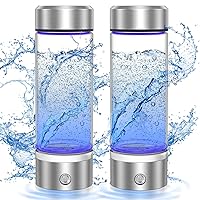 2 Pack Hydrogen Water Bottle, Portable Rechargeable Hydrogen Water Bottle Generator [Gifts for Him Her], Hydrogen Water Machine for Home Travel Office Exercise (Silver)