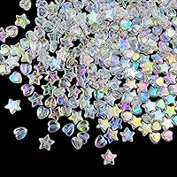 600 PCS Acrylic Beads Heart Star Shape Beads Clear AB Bead Assortments Flat Bead-in-Bead Loose Beads Spacer for DIY Necklace Bracelet Jewelry Craft Making (Clear AB)