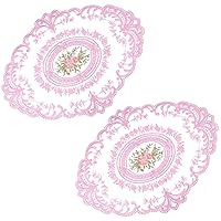 BESTOYARD Flower Coasters 2pcs Lace Doilies Milk Silk Embroidered Table Placemats Table Mats Placemats Table Topper for Wedding Birthday Dinner Party Decor 30cm*43cm Lavender Cup Mat