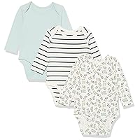 Amazon Essentials Unisex Babies' Cotton Stretch Jersey Long Sleeve Bodysuit (Previously Amazon Aware), Pack of 3