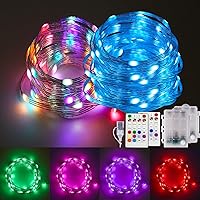 Color Changing Fairy Lights LED String Lights with Remote, 16.4FT 2 Pack Twinkle Lights USB Plug or Battery Powered, Outdoor Waterproof Christmas Decorations for Bedroom Wedding Party Indoor