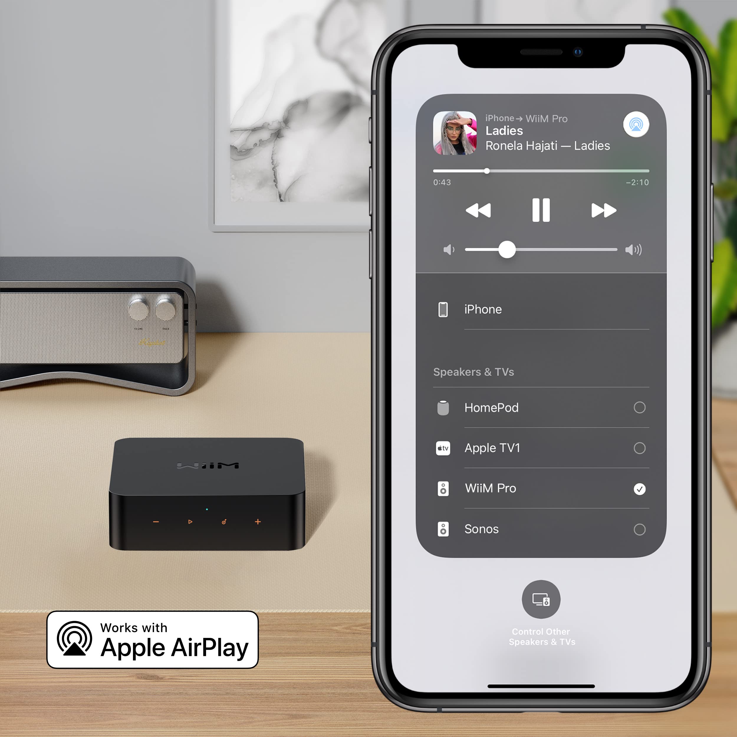 WiiM Pro AirPlay 2 Receiver, Chromecast Audio, WiFi Multiroom Streamer, Compatible with Alexa, Siri and Google Assistant, Stream Hi-Res Audio from Spotify, Amazon Music, Tidal and More