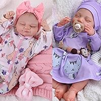 BABESIDE 2PCS Reborn Baby Dolls - 17-Inch Reborn Baby Dolls Skylar + 20-Inch Realistic-Newborn Baby Dolls Oliva