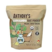 Anthony's Organic Ashwagandha Powder, 12 oz, Batch Tested Gluten Free, Indian Ginseng, Non GMO, Keto Friendly