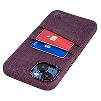 Dockem Card Case for iPhone 15 Plus with Built-in Metal Plate for Magnetic Mounting & 2 Card Holder Pockets: Luxe M2 Wallet Case, Canvas Style Synthetic Leather (iPhone 15 Plus, Burgundy)