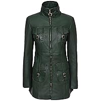 Smart Range New MISTRESS Ladies Dark GREEN Wax Washed Gothic Style Real Leather Jacket Coat 1310