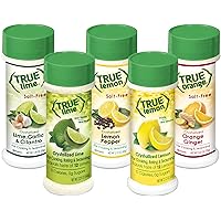 True Citrus Lemon Pepper, Lime Garlic & Cilantro, Orange Ginger, Bonus Includes Lemon & Lime Shaker, No Sodium, Gluten Free, Seasoning Salt Spice Shaker Kit, (Pack of 5)