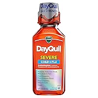 Vicks DayQuil Severe Cough, Cold and Flu, Berry Flavor, 12 Fl oz (Non-Drowsy) - Sore Throat, Fever, and Congestion Relief (Pack of 2)