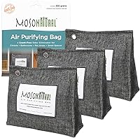 Moso Natural Air Purifying Bag 300g (10.58oz) 3 Pack. A Scent Free Odor Eliminator for Closets, Bathrooms, Laundry Rooms, Pet Areas. Premium Moso Bamboo Charcoal Odor Absorber. Two Year Lifespan!