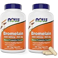 Bromelain 500 mg, 200 Veg Capsules (Pack of 2) Supplement - Non-GMO, Vegan 500mg Caps