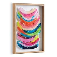 Kate and Laurel Blake Bright Abstract Framed Printed Glass Art By Jessi Raulet Of EttaVee, 18x24 Natural, Beautiful Modern Glass Wall Art For Home