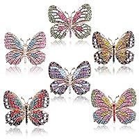 Rainbow Butterfly Brooch Insect Pin Rhinestone Gilded Butterfly Animal Brooch Monarch Butterfly Corsage Scarf Accessories Lapel Safety Pin Suitable For Ladies And Girls Various Occasions,Rose white gr