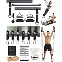 Portable Pilates Bar Kit with Resistance Bands for Women & Men, Upgraded 3 Section Pilates Bar for Home Gym Exercise Fitness Equipment Supports Full-Body Workouts