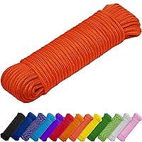 TECEUM Rope – 90 Feet x 3/8 Inch (10mm) – Strong All-Purpose Utility Rope – Camping, Crafting, Flag Pole, Indoor & Outdoor – Polypropylene Nylon Poly Lightweight Diamond Braided Cord – Orange