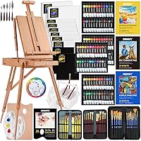 MERRIY 155-Piece Artist Painting Kit with French Easel, 48 Colors Acrylic Paints, 24 Colors Oil Paints, 24 Colors Watercolor Paints, Professional Paint kit for Adult, Artist, Beginner
