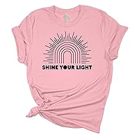 Shine Your Light Sunshine Rainbow Christian Unisex Ladies Design Christian T-Shirt