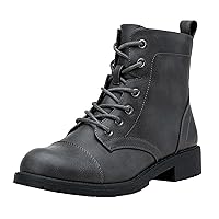 Vepose Women's Ankle Boots Low Heel Lace up Fashion Combat Booties