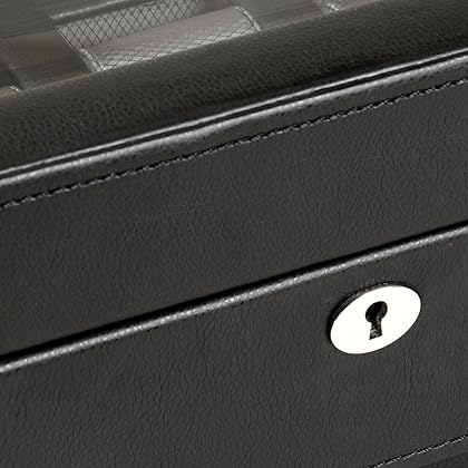 WOLF 4584029 Windsor 10 Piece Watch Box with Cover, Black