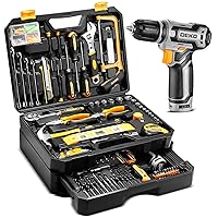 Tool Kit Box Drill Set：DEKOPRO Home Mechanic Toolbox with 12V Power Cordless Drill Hand Repair Tools Sets Combo Kits Storage Organizer Drawer Case for Men