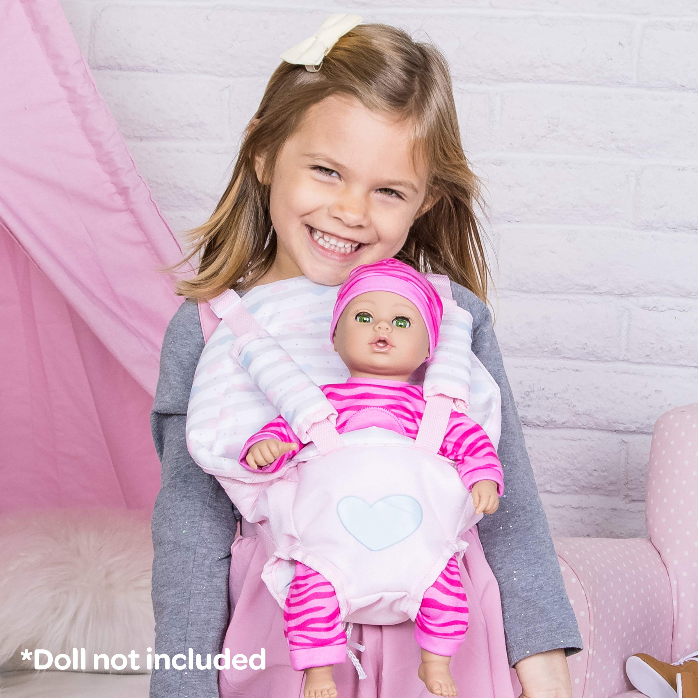 ADORA Baby Doll Carrier in Classic Pastel Pink, Fits Dolls & Stuffed Animals Up to 20 inches - Perfect Baby Doll Accessories for Kids 2+