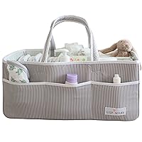 Lily Miles Baby Diaper Caddy - Organizer Tote for Infant Boy or Girl - Baby Shower Basket - Nursery Must Haves - Registry Favorites - Newborn Caddie Car Travel - Gray/Mint, Extra Large