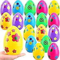 18 Pcs 6 Inch Jumbo Fillable Easter Eggs Large Giant Plastic Printed Easter Eggs for Easter Hunt Game Basket Stuffers Fillers Party Supplies