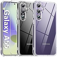 Oterkin for Samsung Galaxy A55 5G Case Clear,[20X Anti-Yellowing] Samsung A55 5G Case with Screen Protector [Transparent Slim][Built-in 4 Airbags][10FT Military Grade] Galaxy A55 5G Phone Case (Clear)