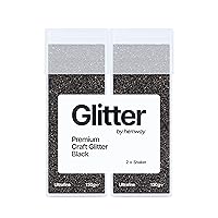 Black Twin Pack Glitter, 2 x Ultrafine 130G/4.58OZ Craft Glitter Shakers, Craft Glitter for Resin, Metallic Iridescent Sequin Flake Bulk, Glitter for Makeup Body, Tumblers Glitter