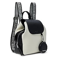 Calvin Klein Women's Millie Triple Compartment Backpack, White/Black, Medium