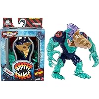 Mattel Street Sharks Slash Action Figure Toy, 90s TV Half-Man Villain, 6-Inch Articulated Nostalgia Toy with Real-Like Skin, Bite & Drill Action
