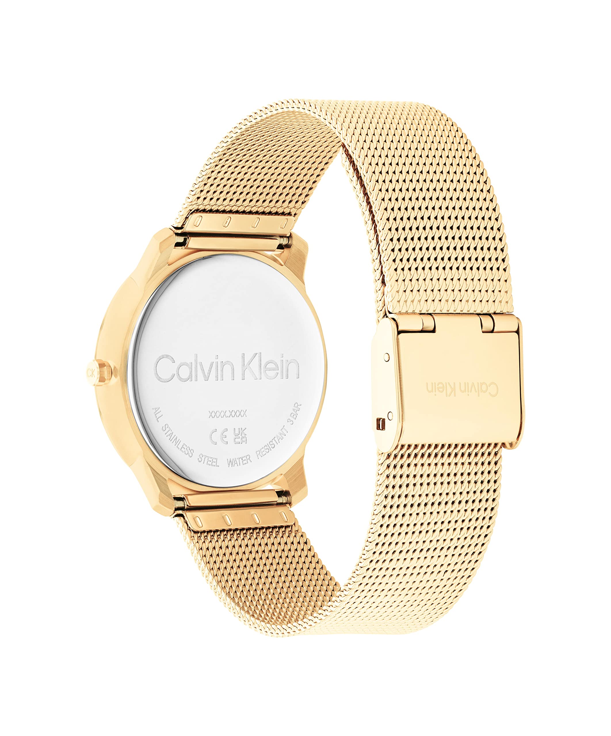 Calvin Klein Unisex Quartz Ionic Gold Plated Steel and Mesh Bracelet Watch, Color: Gold Plated (Model: 25200034)
