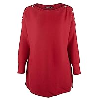 Women's Plus Boat Neck Knit Sweater R 1X Red