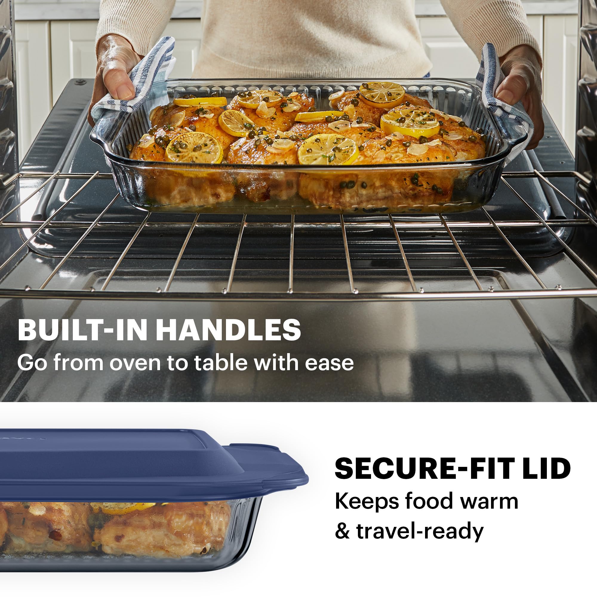 Pyrex Sculpted Tinted (4-PC Full Set) Glass Baking Dish with BPA-Free Lid, Oblong Bakeware Glass Pan For Casserole & Lasagna, Dishwasher, Freezer, Microwave and Pre-Heated Oven Safe, Smoke