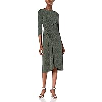 Donna Morgan Women's Glitter Knit Asymmetric Hem Dress