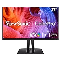 ViewSonic VP2756-2K 27 Inch Premium IPS 1440p Ergonomic Monitor with Ultra-Thin Bezels, Color Accuracy, Pantone Validated, HDMI, DisplayPort and USB C for Professional Home and Office,Black