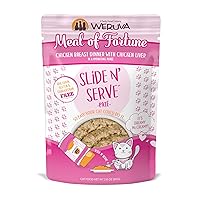 Wet Cat Food, Meal of Fortune Chicken with Chicken Liver Pate, 2.8oz Slide N Serve Pouch, Pack of 12