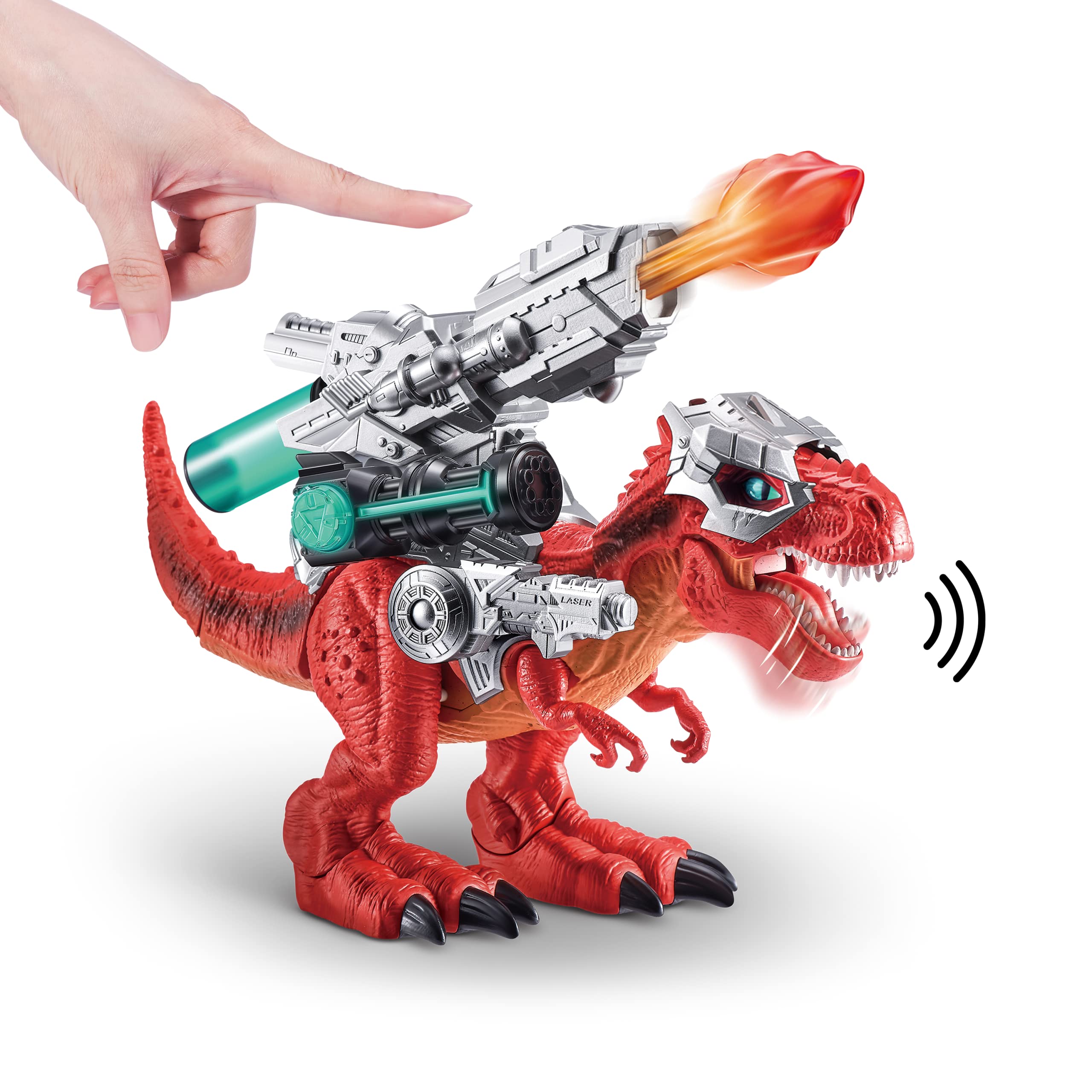 Robo Alive Dino Wars Mega-Rex by ZURU Dinosaur Battle Realistic Walking T-Rex with Armor and Battling Weapons Toys
