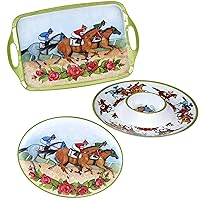 Certified International Derby Day at The Races Melamine 3 Piece Hostess Serving Set, Multicolor