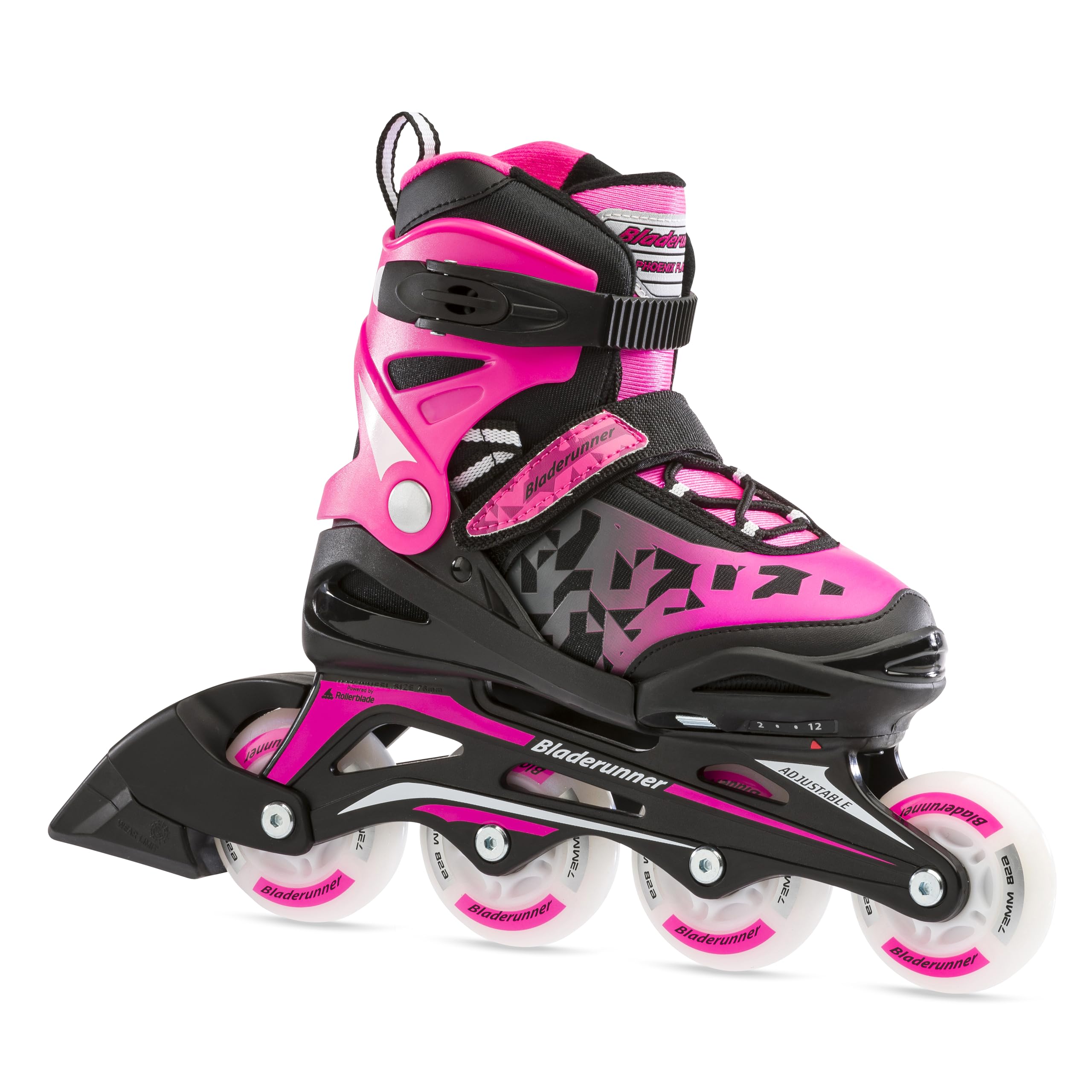 Bladerunner by Rollerblade Phoenix Flash Kid's Adjustable Fitness Inline Skate, Black/Pink