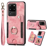 Smartphone Flip Cases Compatible with Samsung Galaxy S20 Ultra Case, 2-in-1 Wallet Case PU Leather [Card Holder] [Wrist Strap] Shockproof Flip Cover Drop Back Case Protection Case Protective Wallet Co