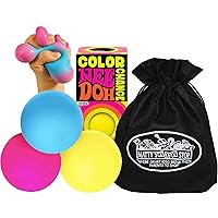 Nee-Doh Schylling Color Change Groovy Glob! Squishy, Squeezy, Stretchy Stress Balls Blue/Pink, Pink/Purple and Yellow/Orange Complete Gift Set Bundle with Matty's Toy Stop Storage Bag - 3 Pack