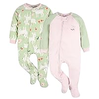 Baby Girls' Toddler Loose Fit Flame Resistant Fleece Footed Pajamas 2-Pack
