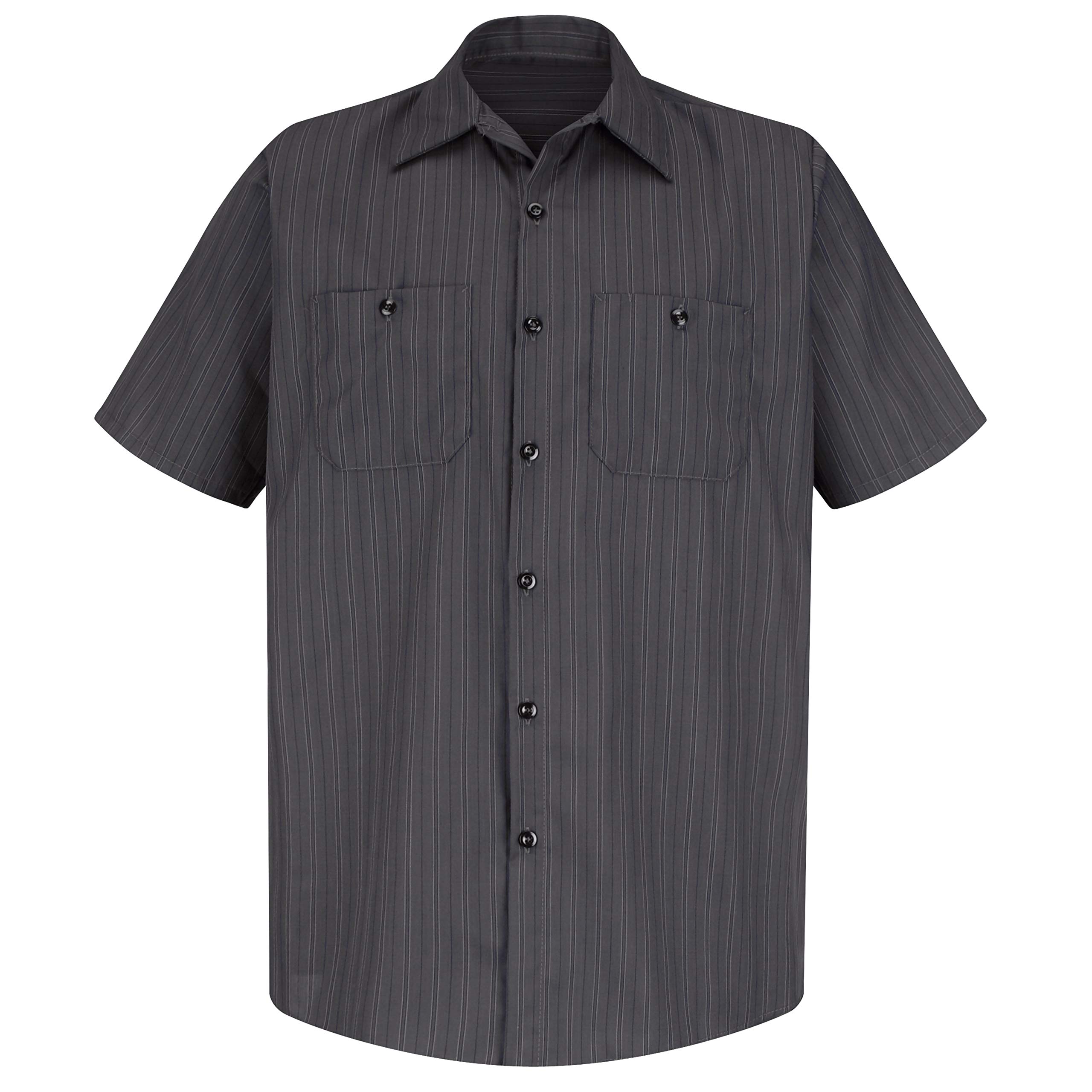 Red Kap Men's Industrial Stripe Work Shirt, Regular Fit, Short Sleeve