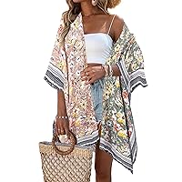 Beautiful Nomad Women's Kimono Swimsuit Coverups Beach Floral Casual Cardigan Bathing Suit Cover Up for Summer Swimwear