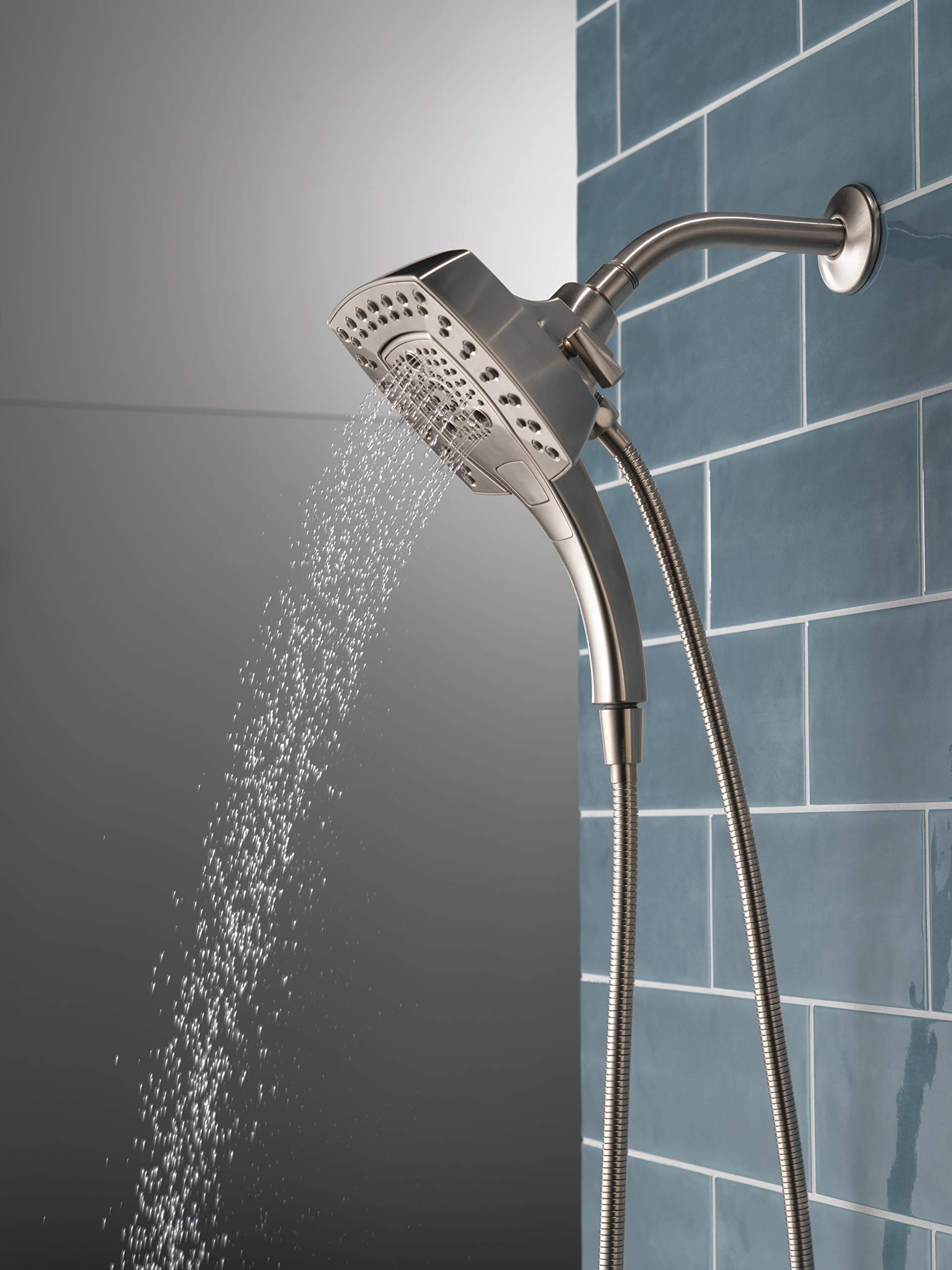 Delta Faucet 5-Spray In2ition 2-in-1 Dual Hand Held Shower Head with Hose, Magnetic Docking Handheld Shower Head, Stainless 58474-SS25, 2.5 GPM Water Flow
