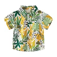 Lime Top Little & Big Boys Button Down Hawaii Shirts Short Sleeve Tropical Shirt Tops for Kids Boy Basketball