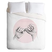 Society6 Laura Graves Pinky Swear Hand Study Comforter Set with Pillowcase(s), Queen/Full, Pink