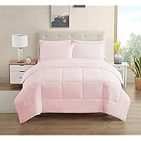 Dorm Room Essentials College Bedding Comforter Set 5 Piece Twin XL Size Bed in a Bag for College Students Boys and Girls, Twin XL, Pale Pink