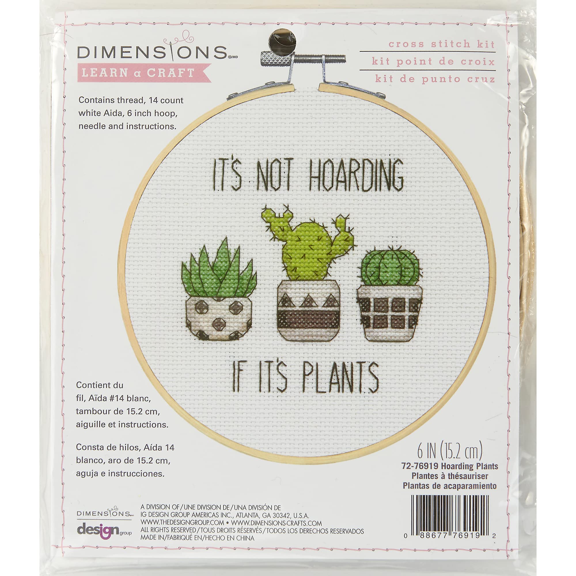 Dimensions 72-76919 Hoarding Plants Counted Cross Stitch Kit for Beginners, 6