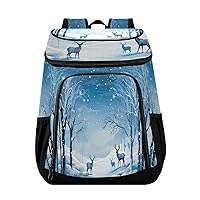 Winter Forest Deer Cooler Backpack Insulated Waterproof Leak Proof Beach Cooler Bag Lightweight Lunch Picnic Camping Backpack Cooler for Men and Women